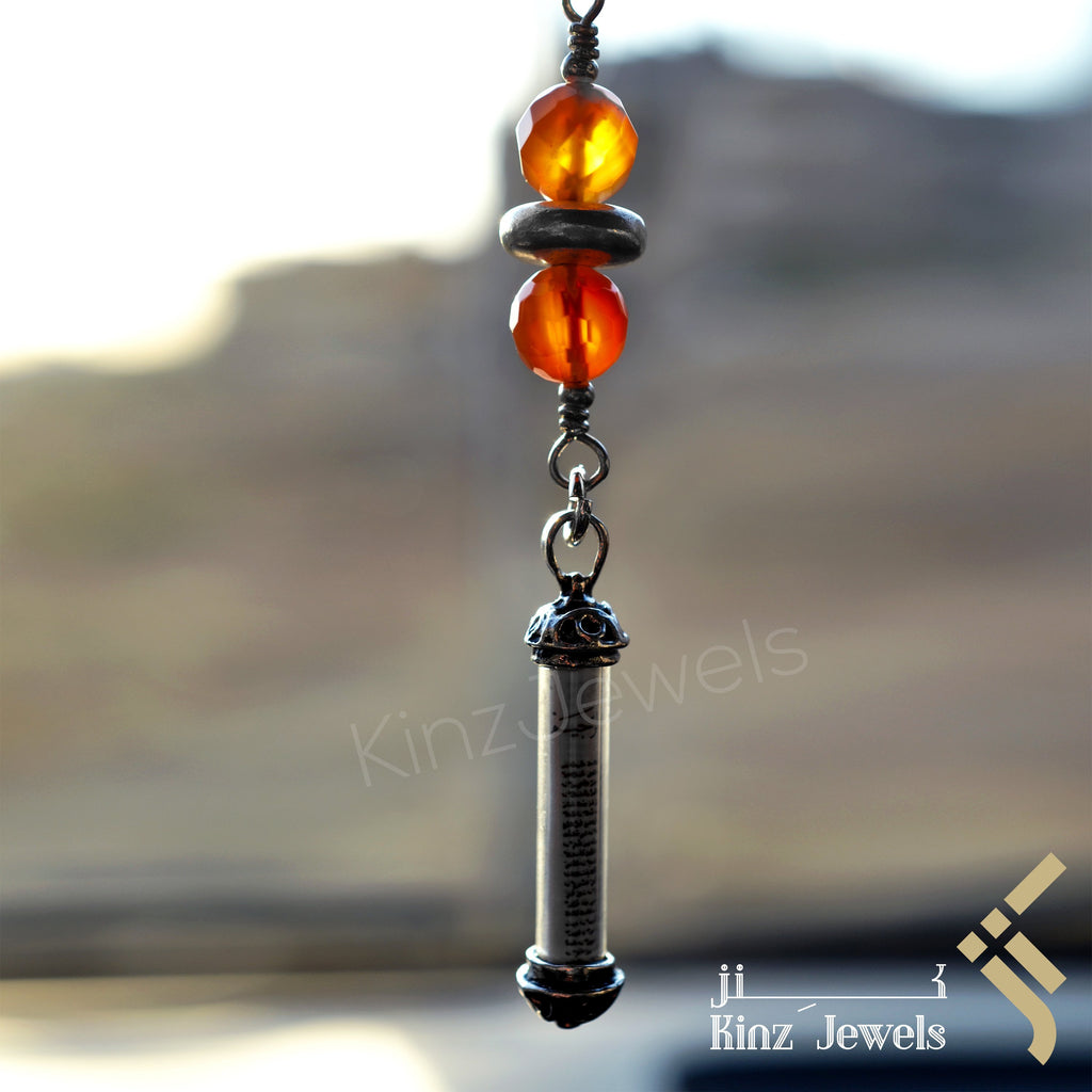Kinz Car Mirror Hanging Agate Silver Glass Protective Capsule - The Throne Verse