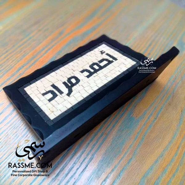 Desk Name Sign Wooden Customized Natural Color Stone Mosaics Handcrafted