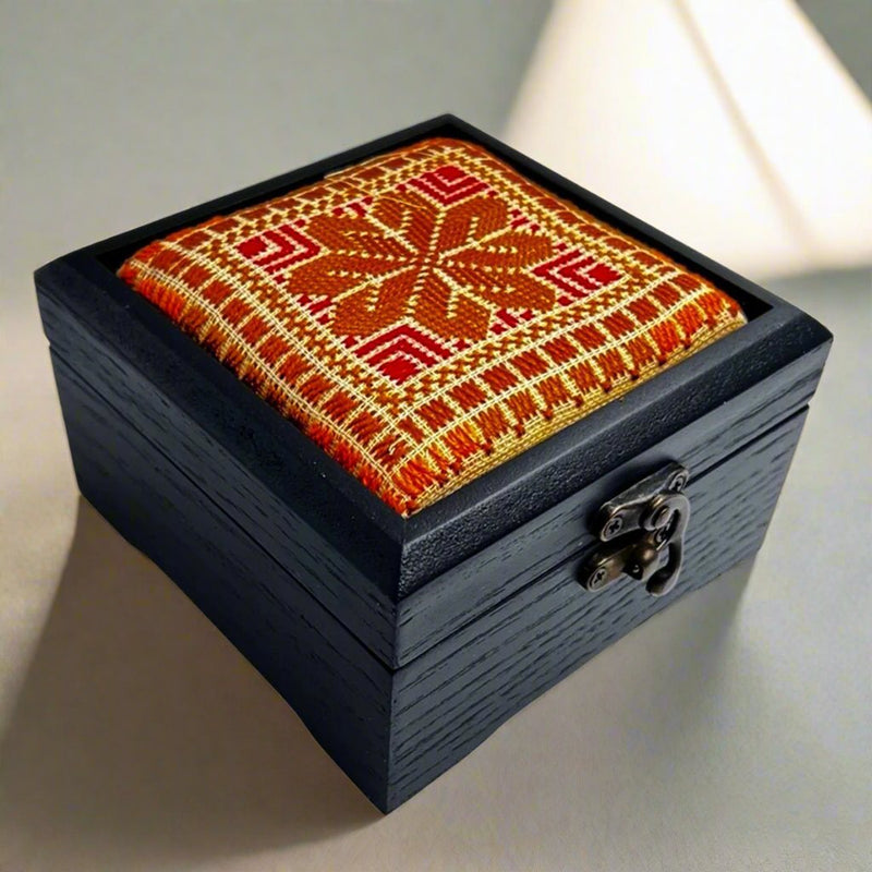 Embordered Tatreez Brown Wooden Box