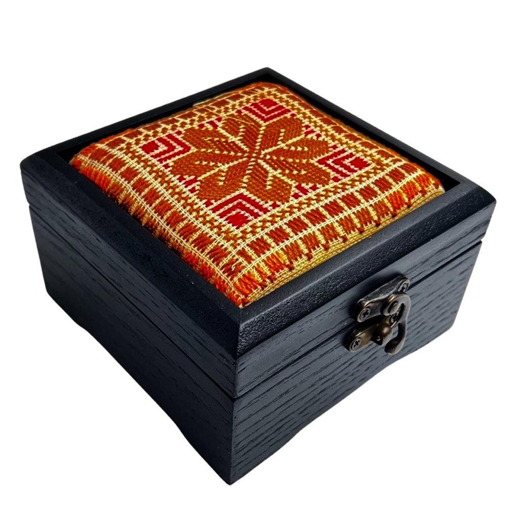 Embordered Tatreez Brown Wooden Box