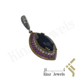 Sterling Silver Hurrem Sultan Eye Shape Gemstones Pendant