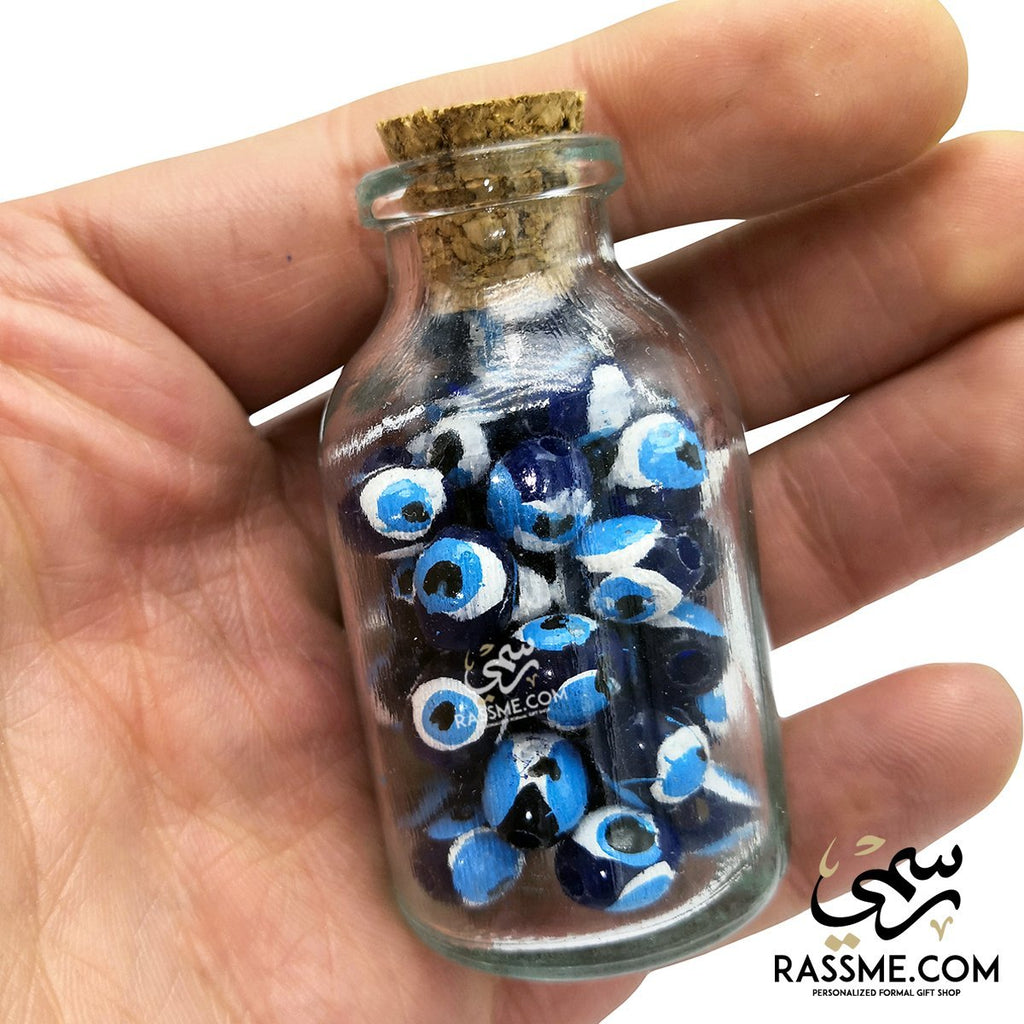 Magnet Mini Bottle Blue Eye Beads - Free Engraving