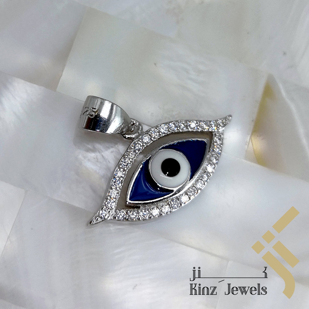 Sterling Silver Evil Eye Enamel Zircon Frame Pendant