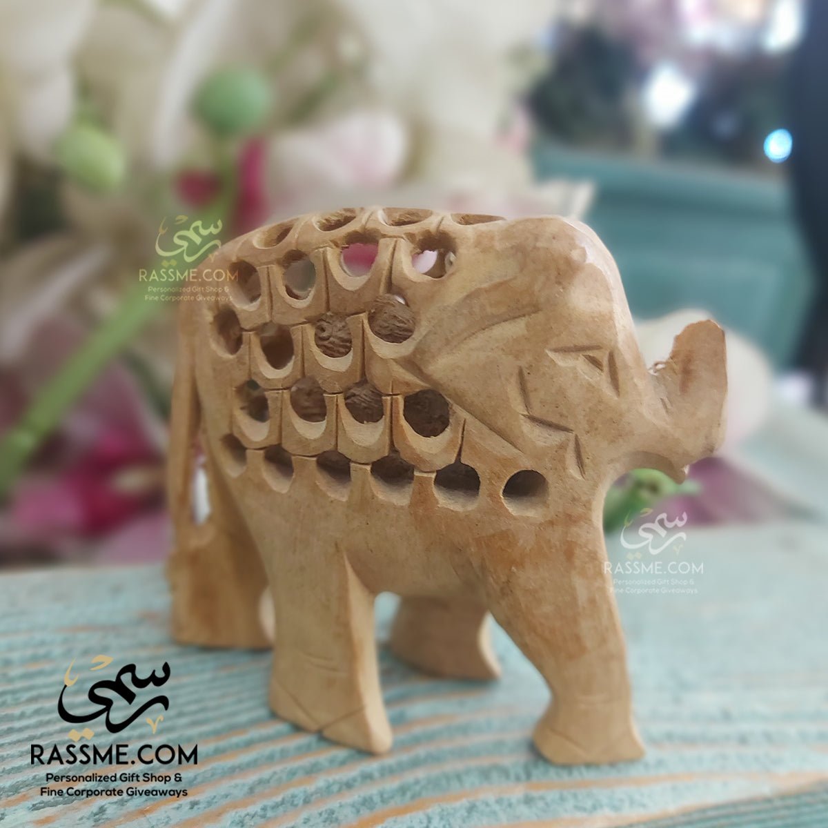 Vintage Handmade Wood Carved Pregnant Elephant with Baby Inside
