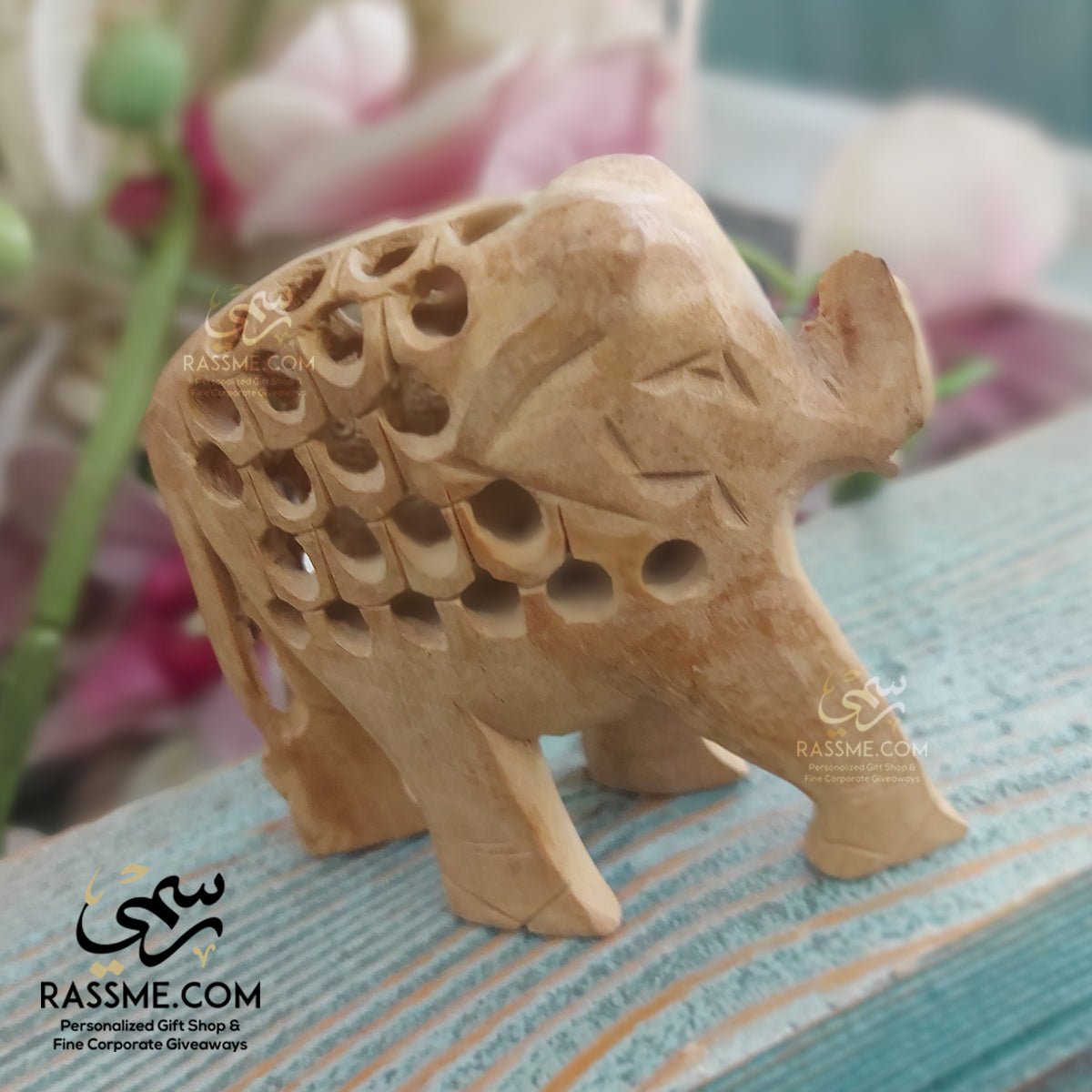 Vintage Handmade Wood Carved Pregnant Elephant with Baby Inside