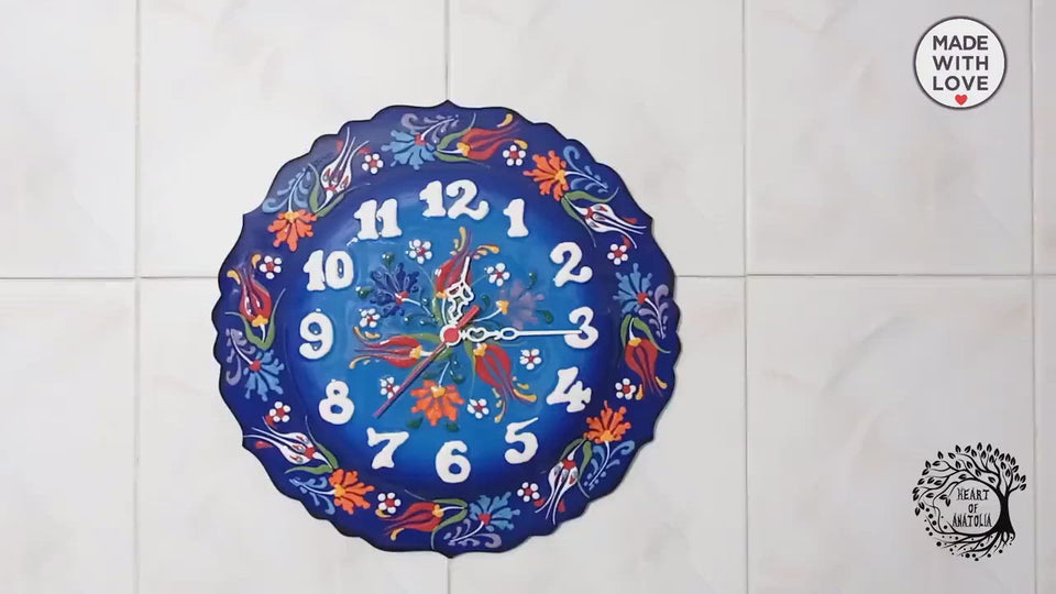 Handmade Ceramic Wall Clock, Decorative Ceramic Plate Clock, Unique Home Decor