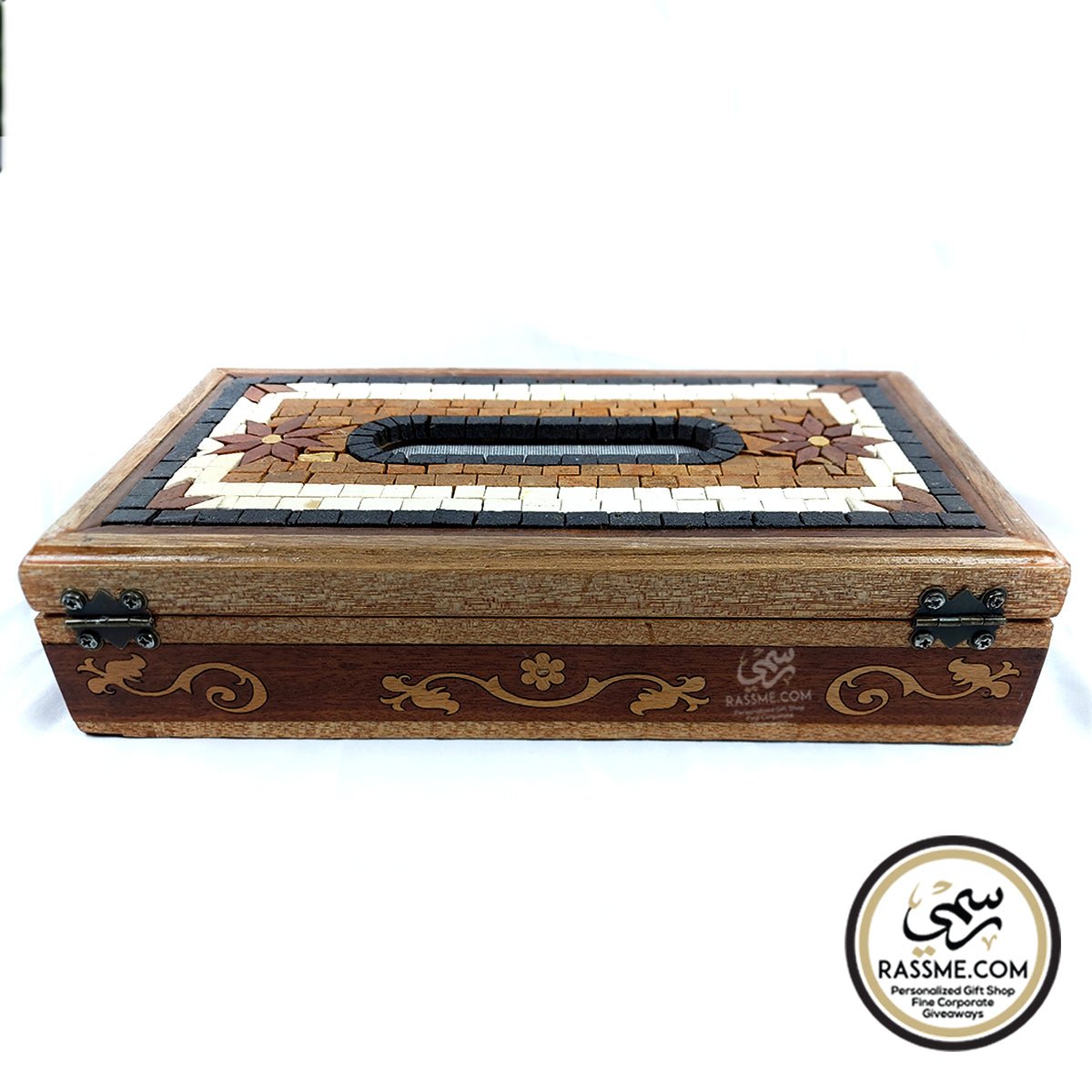 Wooden Tissue Box Cover With Mosaics Stones