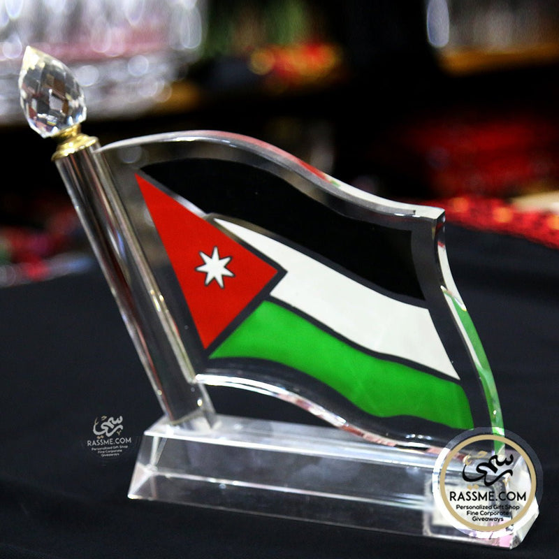 High Quality Crystal Jordan Flag العلم الأردن كريستل