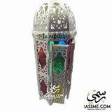 Flameless White Tower Arabian Glass Ramadan Lantern Desk