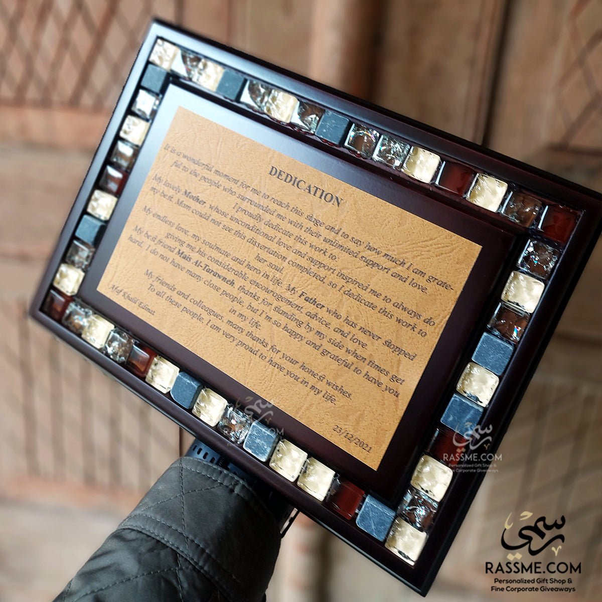 Personalized Handcrafted Wooden Mosaics Frame Stand or Wall