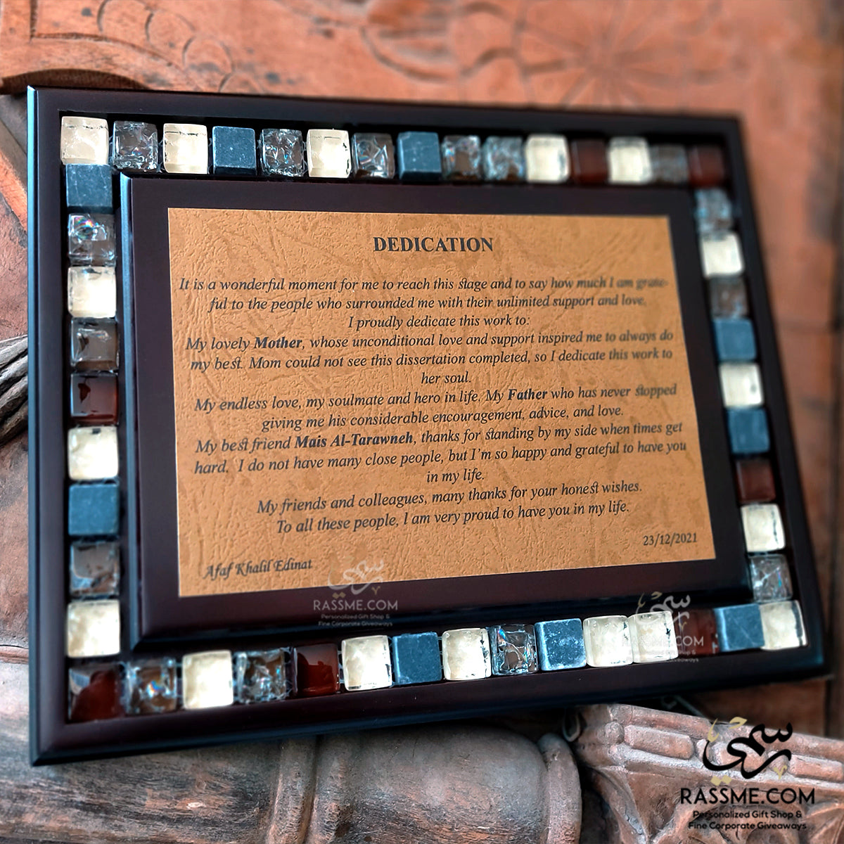 Personalized Handcrafted Wooden Mosaics Frame Stand or Wall