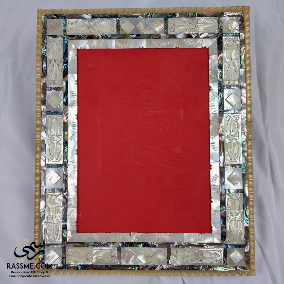 Genuine Mother Of Pearl Frame Office Stand Desk Picture or Wall Hanging With Velvet Luxury Decoration