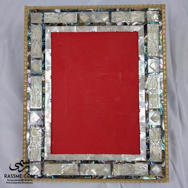 Genuine Mother Of Pearl Frame Office Stand Desk Picture or Wall Hanging With Velvet Luxury Decoration