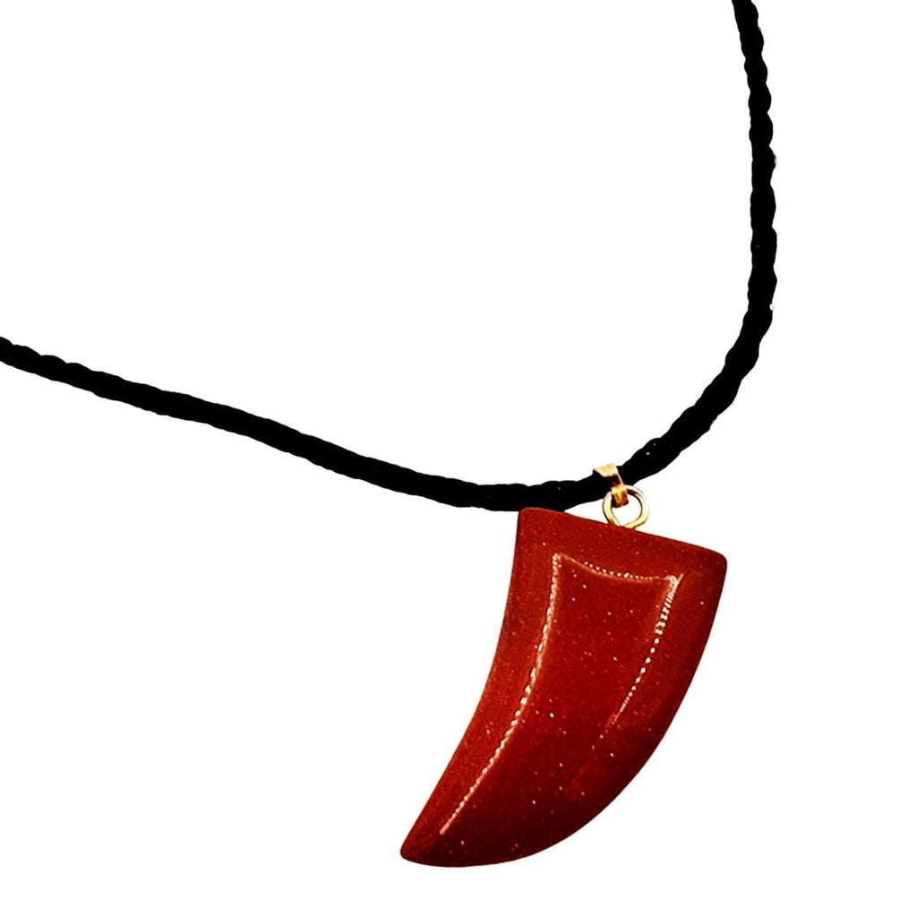 Gemstone Golden Stone Wolf Fang Necklace