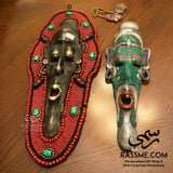 Genuine Gemstones Turquoises, Coral & Lapis Hanging African Mask
