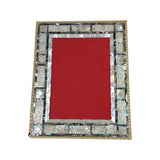 Genuine Mother Of Pearl Frame Office Stand Desk Picture or Wall Hanging With Velvet Luxury Decoration
