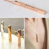 Gold Vermeil Personalized Genuine Silver 3D Vertical Bar Necklace 4 Sided
