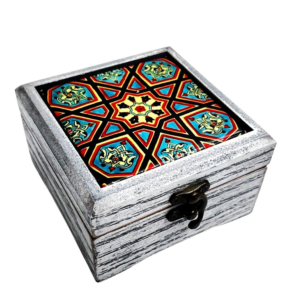 Gray Wooden Box Islamic Pattern