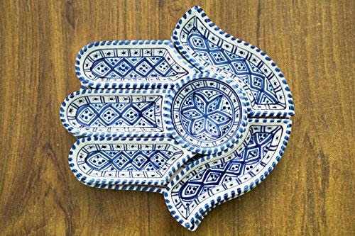 Hamsa Nut Dish Plate Serving Dish Chip and Dip Set Chanuka
