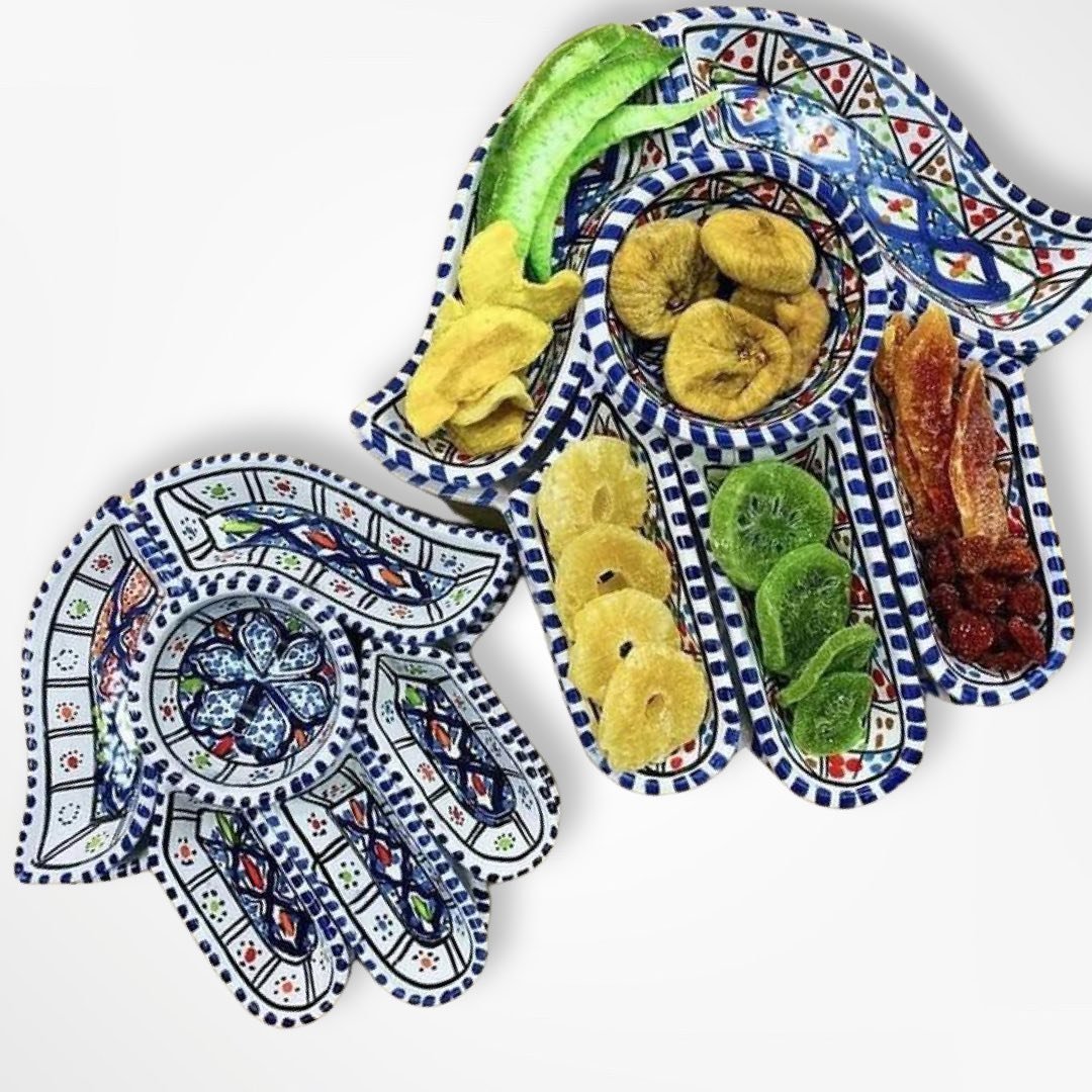 Hamsa Nut Dish Plate Serving Dish Chip and Dip Set Chanuka
