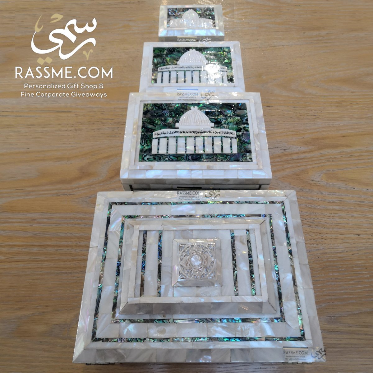Hand Craved Genuine Mother Of Pearl Box & A Quran
