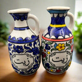 Hand Paint Palestinian Ceramics Olive Oil Bottle Zeit Zaitoun - قنينة زيت زيتون