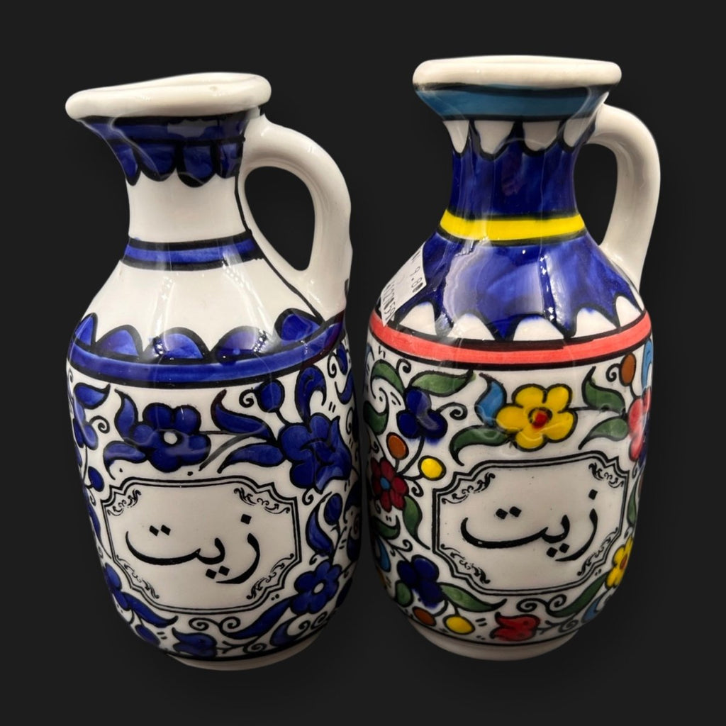 Hand Paint Palestinian Ceramics Olive Oil Bottle Zeit Zaitoun - قنينة زيت زيتون