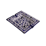 Hand Painted SQUARE Blue Ceramic Floral Ashtray Hebron Pottery