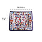 Hand Painted SQUARE Blue Ceramic Floral Ashtray Hebron Pottery