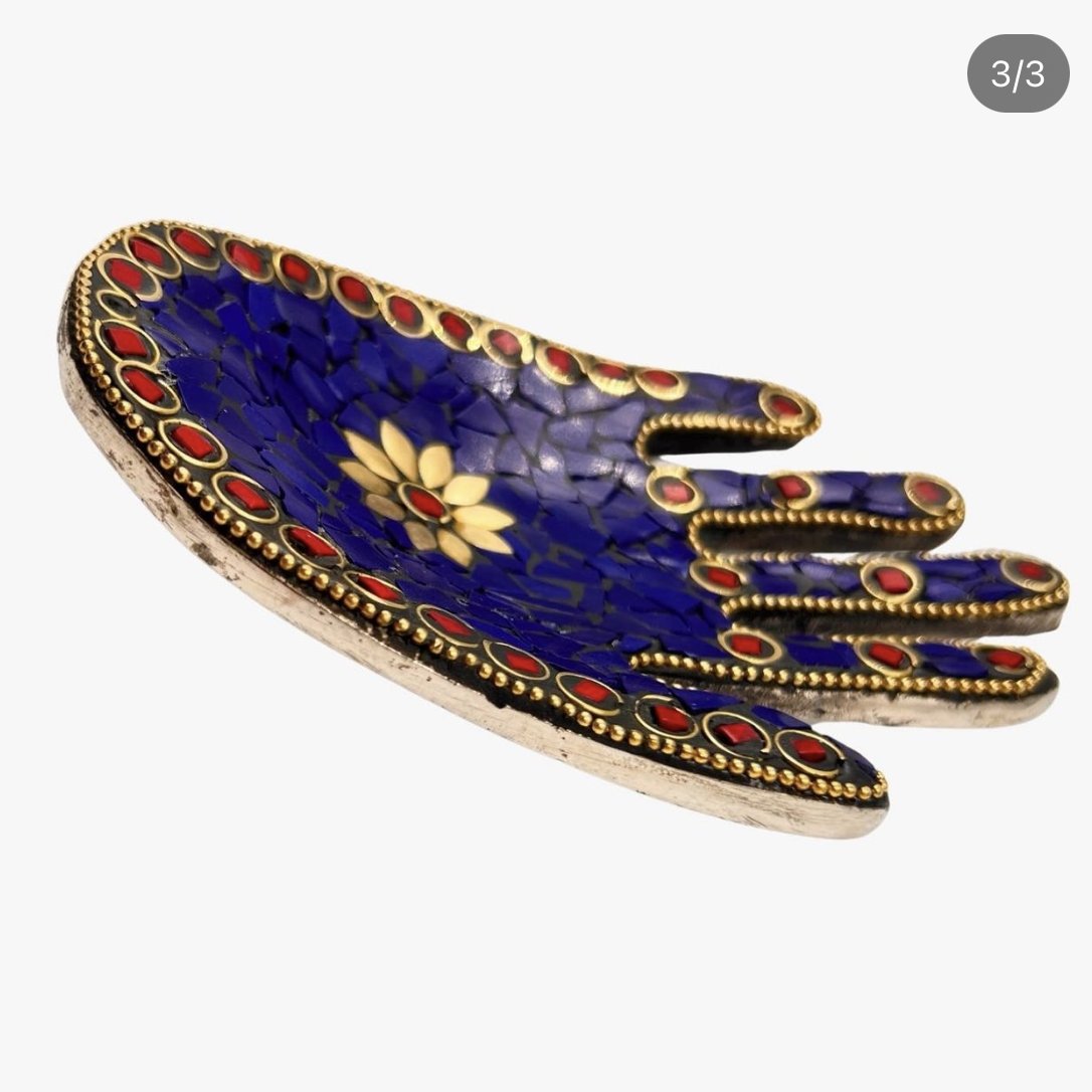 Hand Palm Hamsa Khamsa Incense Stick Holder Tray Gemstone Ash Catcher