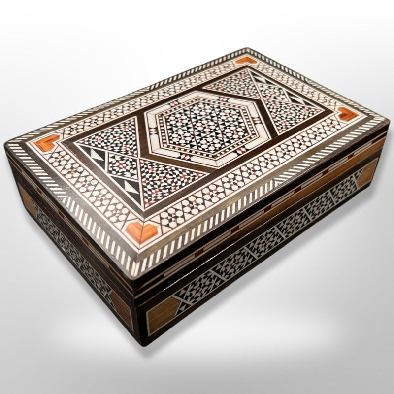 Rectangular Mosaic Jewelry Box with Diamond Motif