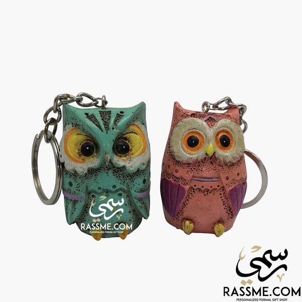 Handcrafted Colored Stone Owl Keychain