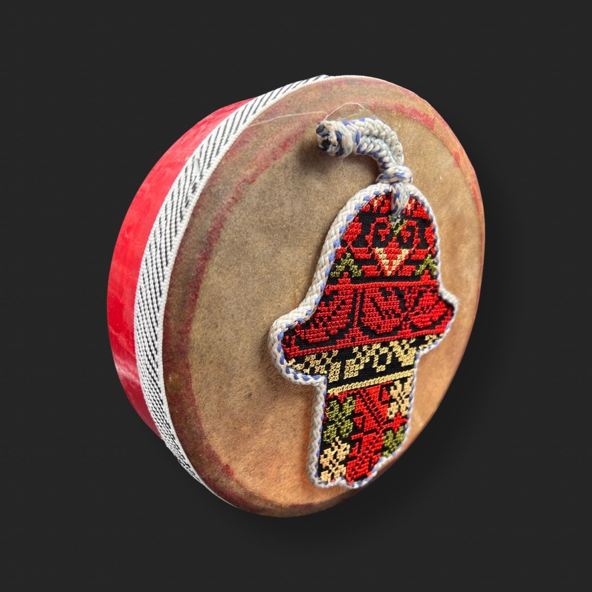 Handcrafted Daf Drum Goat and Wood Hamsa Style