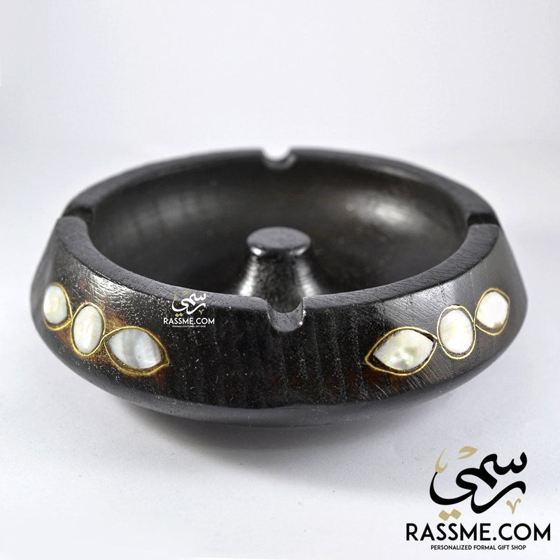 Handcrafted Wooden Ashtray Brass Mother of Pearl