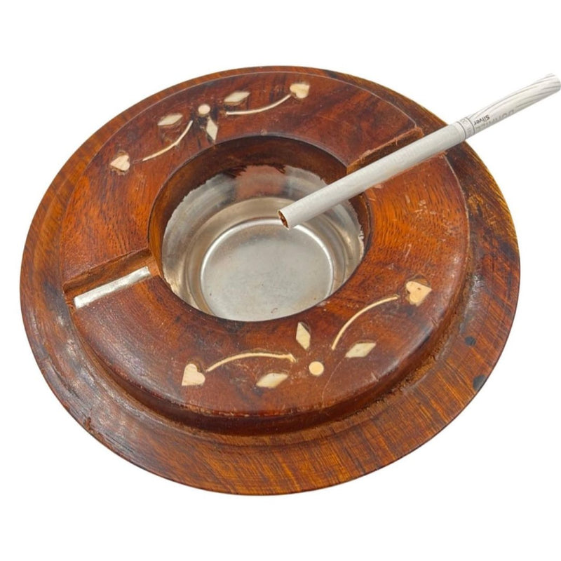 Handcrafted Wooden Ashtray Rose Wood With Brass
