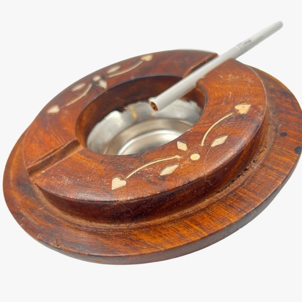 Handcrafted Wooden Ashtray Rose Wood With Brass
