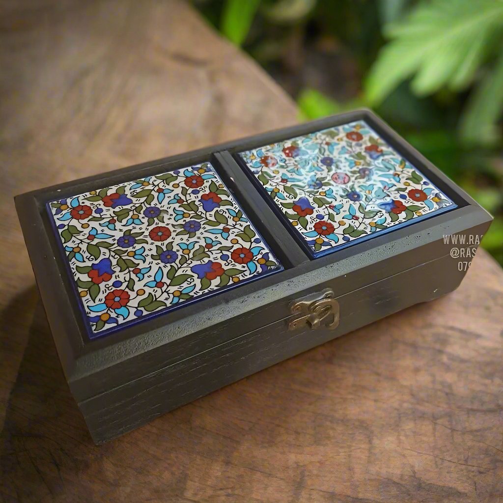 Handcrafted Wooden Box with Hebron Ceramic
