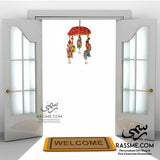Handicrafts Elephant Turquoise Umbrella Hanging Layer of Five Elephant