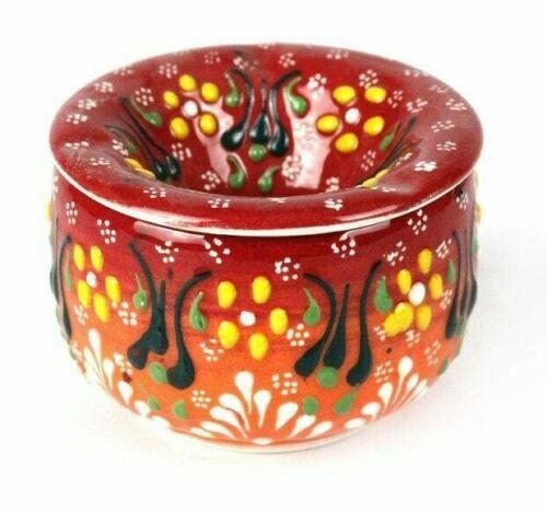 Handmade Ceramic Ashtray with Lid Decorative Turkish Hand Painted