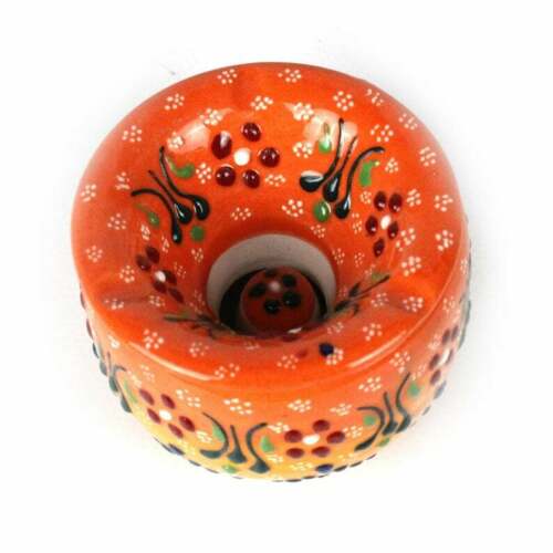 Handmade Ceramic Ashtray with Lid Decorative Turkish Hand Painted