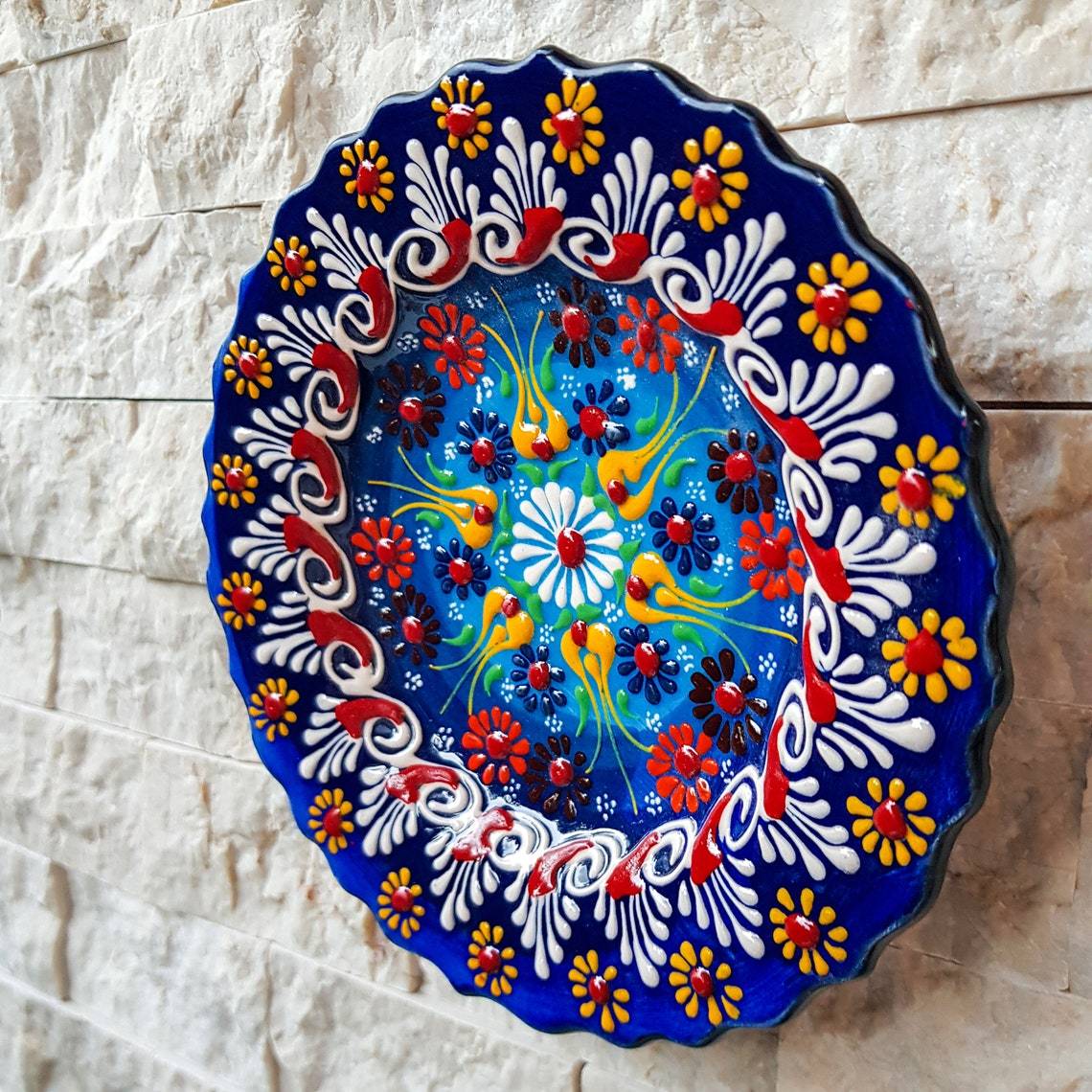Handmade Ceramic Traditional Turkish Tile Plate Decorative Wall Hanging