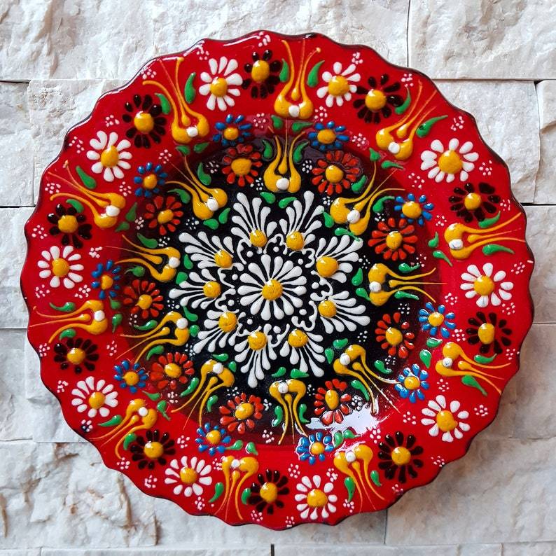 Handmade Ceramic Traditional Turkish Tile Plate Decorative Wall Hanging