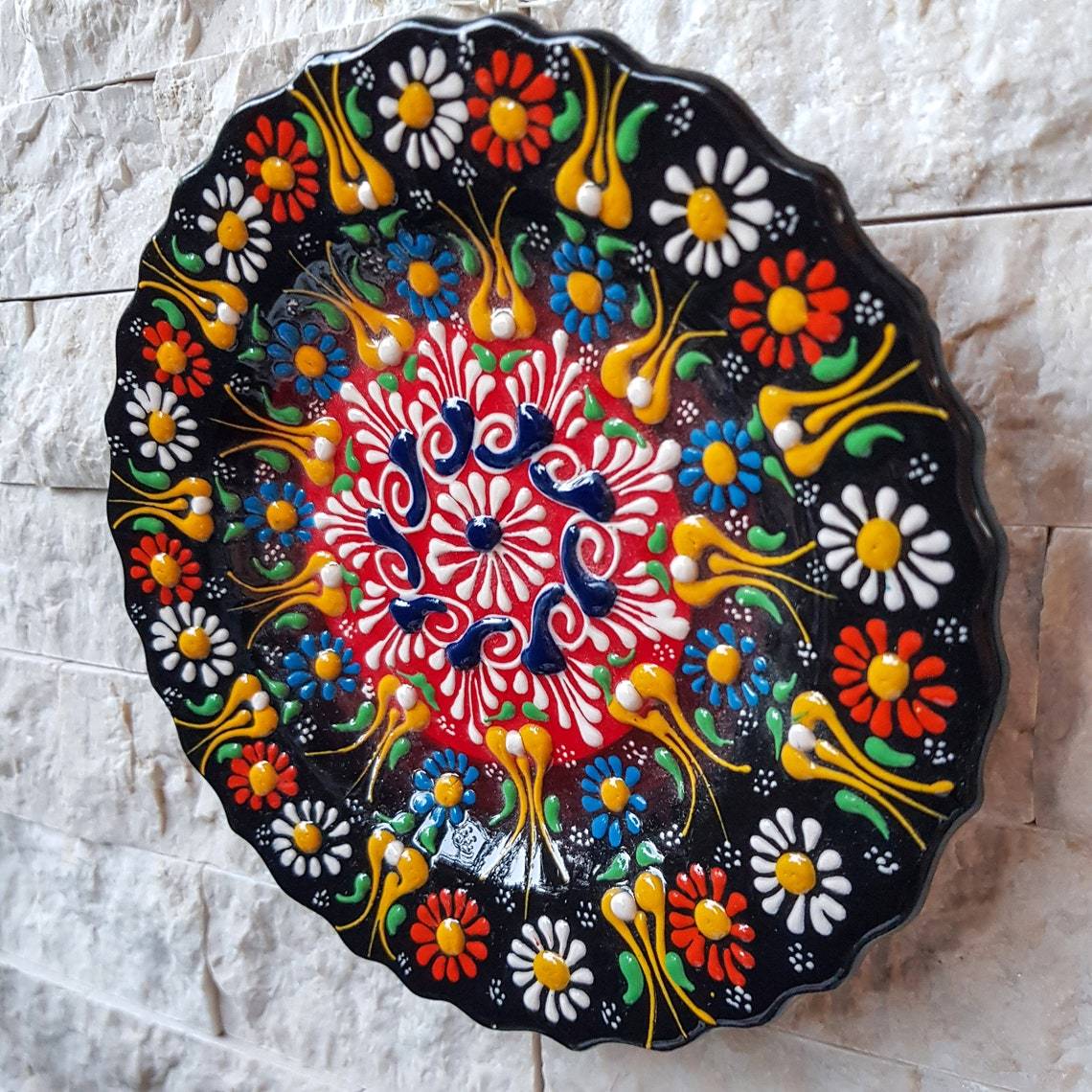 Handmade Ceramic Traditional Turkish Tile Plate Decorative Wall Hanging