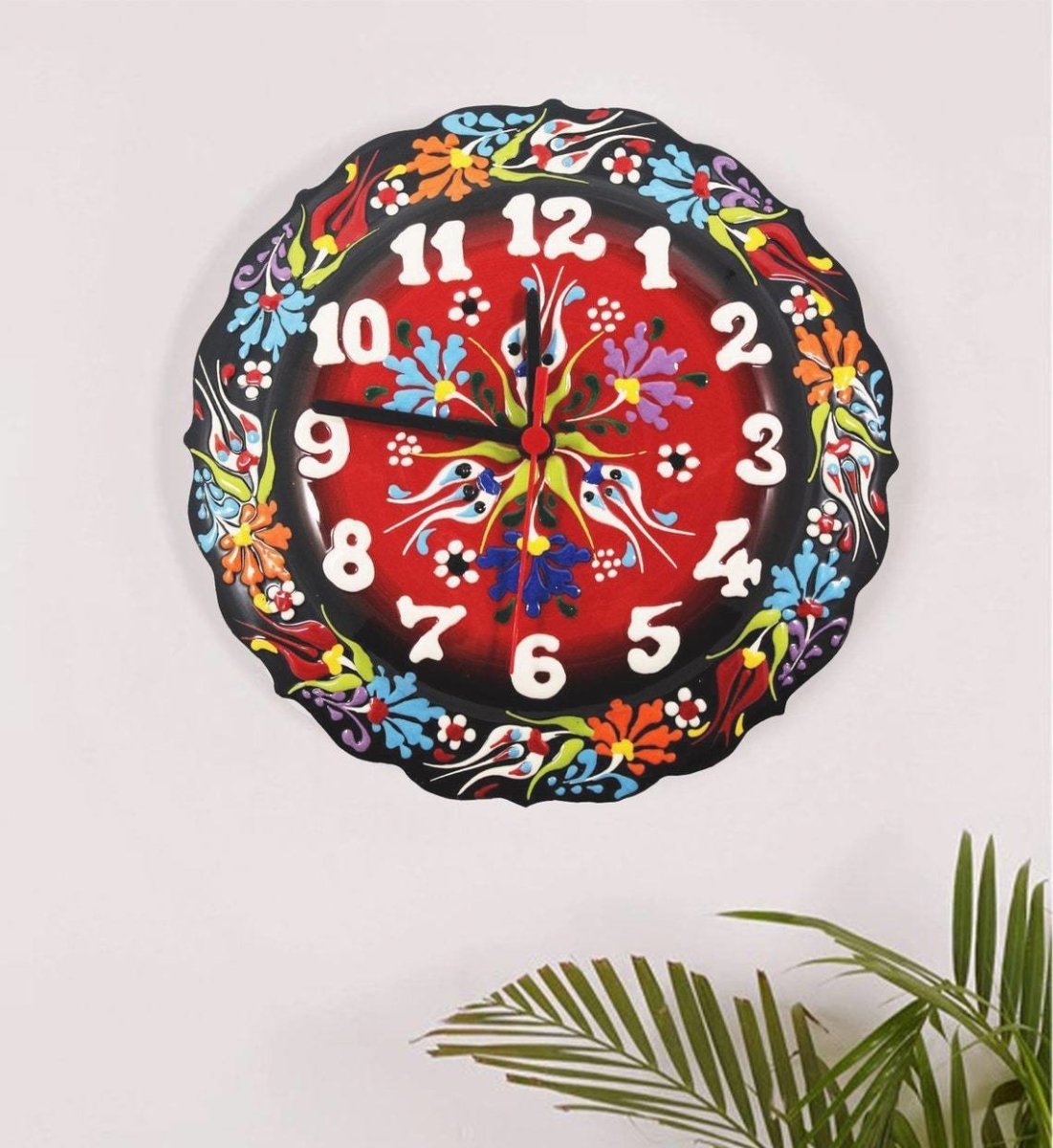 Handmade Ceramic Wall Clock, Decorative Ceramic Plate Clock, Unique Home Decor