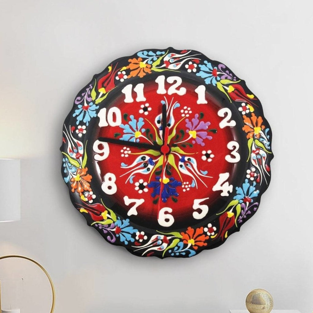 Handmade Ceramic Wall Clock, Decorative Ceramic Plate Clock, Unique Home Decor