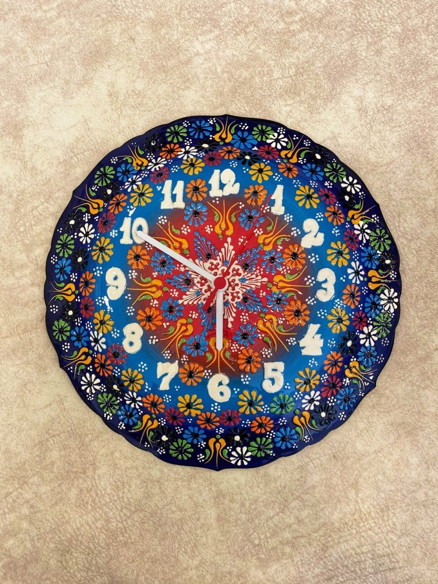 Handmade Ceramic Wall Clock, Decorative Ceramic Plate Clock, Unique Home Decor