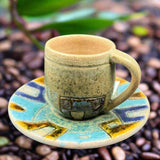 Handmade Dead Sea Mud Coffee Cup with Round Saucer
