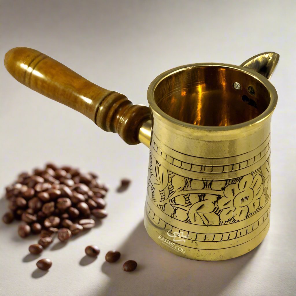 Handmade Flat Coffee Pot High Quality Gold & Silver - Free Engraving