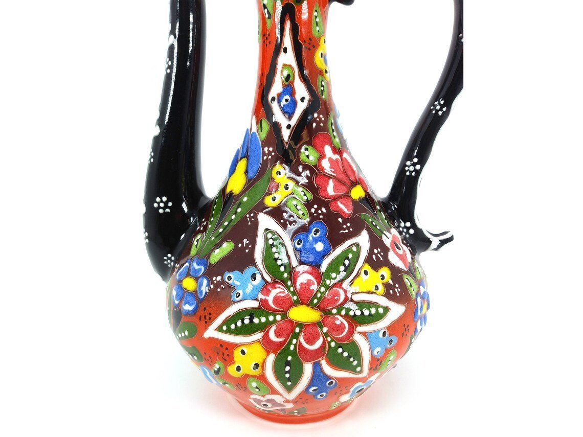 Handmade Handprinted Turkish Ceramic Ewer Pitcher Vase Home Decor