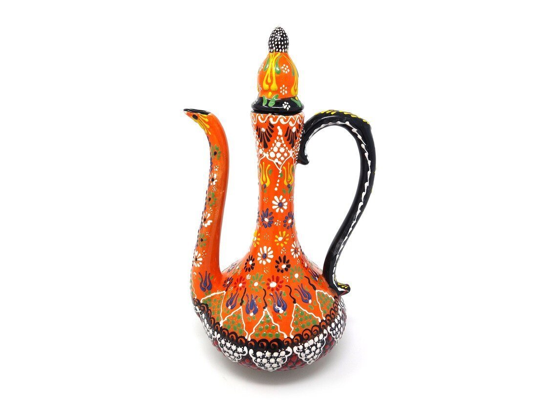 Handmade Handprinted Turkish Ceramic Ewer Pitcher Vase Home Decor